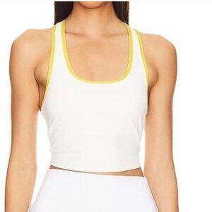 Beach Riot Yara Piped White & Yellow Top (Size Large)